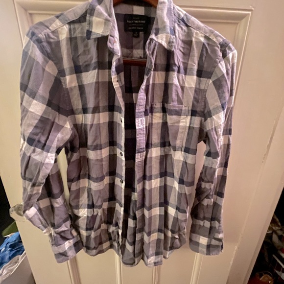 Lucky Brand Gray Flannel Mens Button Down Shirt Size Small - Picture 5 of 5